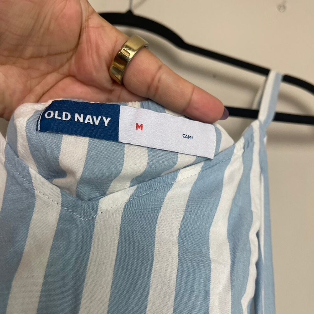 Old‎ Navy Blue White Stripe Beachy Cami Tiered Midi Dress Pockets  Women's Sz M - Picture 5 of 7